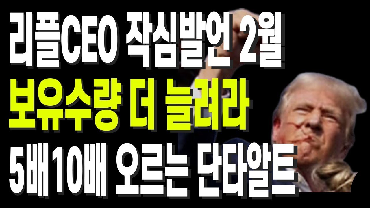 리플CEO 작심발언 2월 보유수량 더 늘려라 5배10배 오르는 단타알트 - YouTube