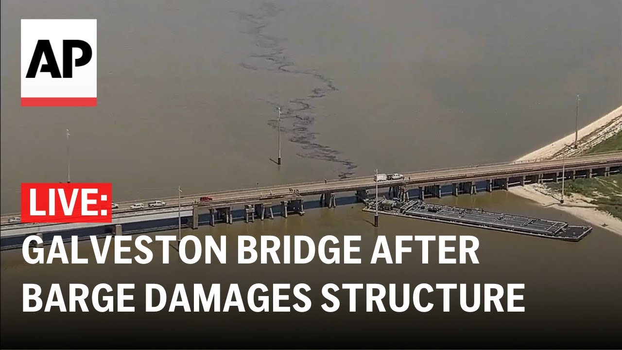 LIVE: View of Galveston bridge after barge damages structure, causing ...