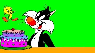 Tweety Bird Sylvester Cat And Delicious Cake | Cartoon Coloring Pages