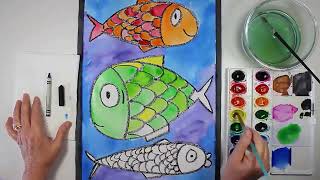 How to Draw and Paint THREE FISH Step-By-Step for Beginners Timelapse