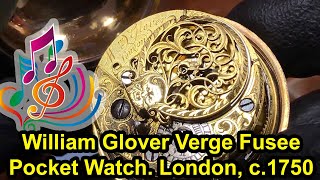 BO-D-320- Antique William Glover Pair Case Verge Fusee Pocket Watch, London Circa 1750