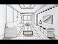 How To Draw A Living Room In One Point Perspective 