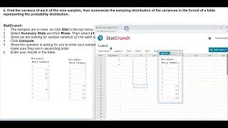 Math 14 6.3 Example 4: Sampling Distributions of the Sample Variances (Using StatCrunch)