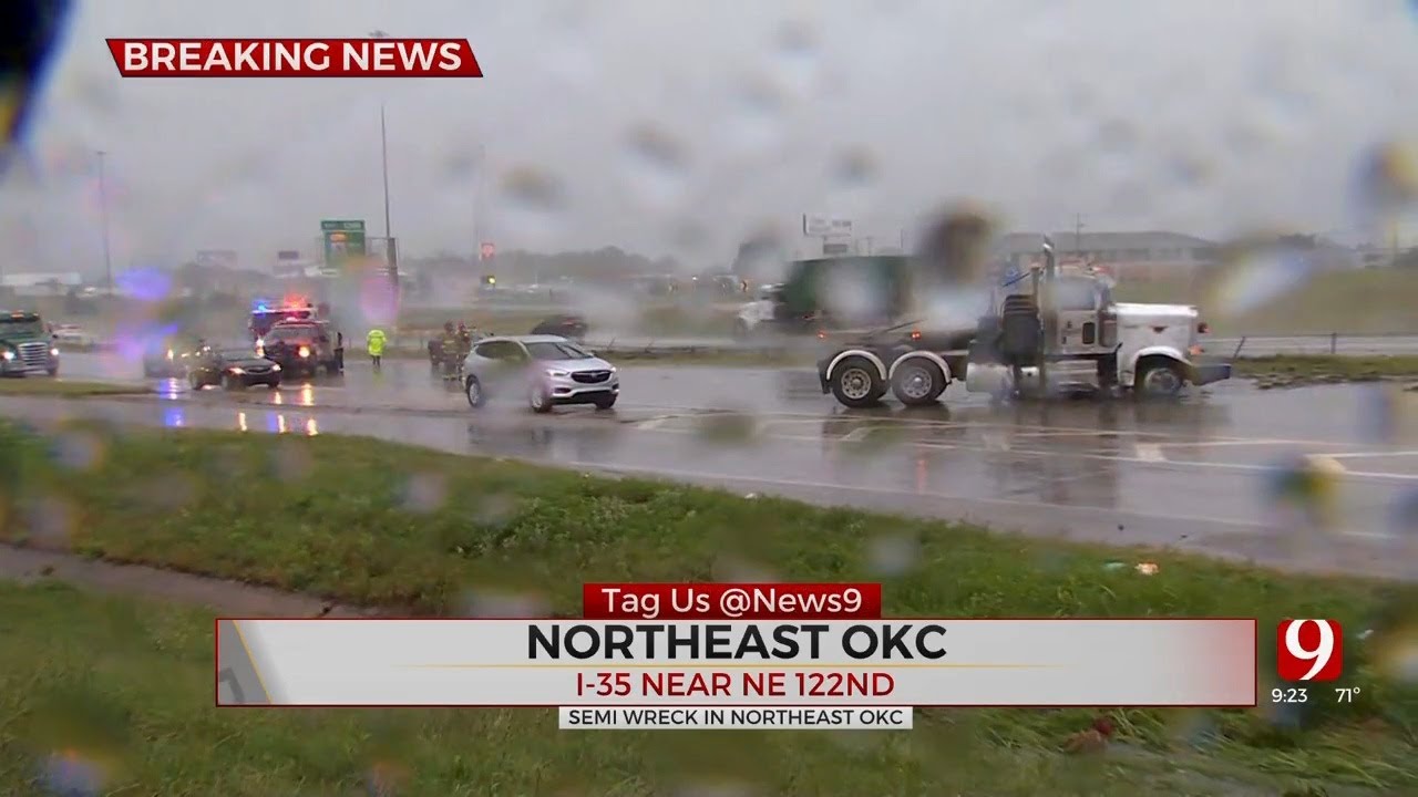 Semi Crash Causes Traffic Backup In NE Oklahoma City - YouTube