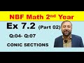 Exercise 7.2 (Part 02) |NBF Math 2nd Year | Chapter 07 | CONIC SECTION ( Lec 05 ) | Federal Math