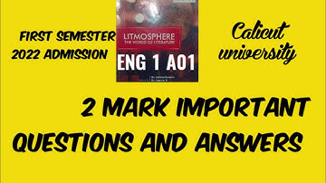 Litmosphere 2 mark important  Questions &Answers #ENG1A01