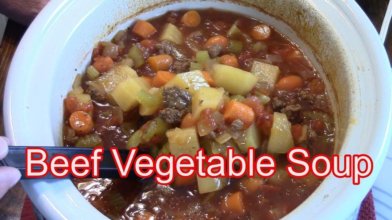 Beef Vegetable Soup In A Crockpot - YouTube