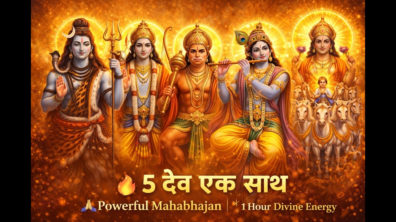 महाशक्ति 5 देव भजन 🔥 1 Hour Nonstop | Om Namah Shivay | Hare Krishna #panchdev