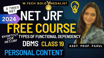 Types of Functional Dependency | DBMS in Hindi | CLASS 19 | NET JRF FREE COURSE