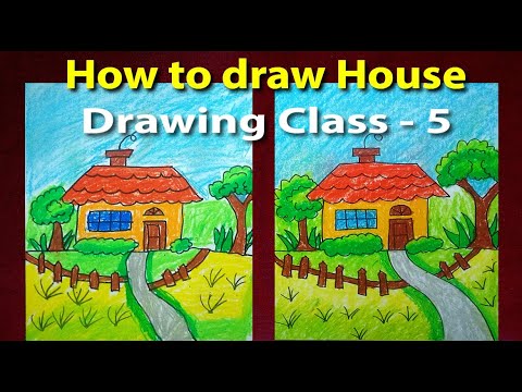 most simple scenery drawing with brush sketch pens for All | scenery drawing  with 0 coin step by st - YouTube