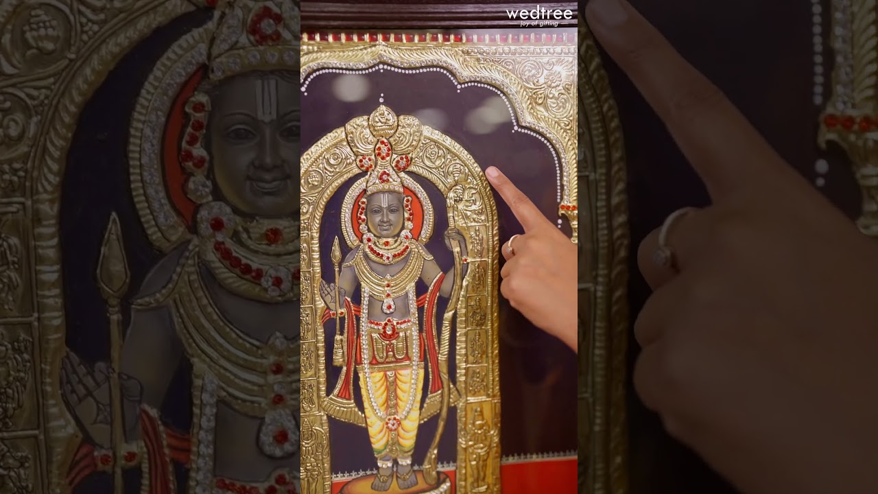 Картина в стиле Танджор «Рама и Лала» | Полурельефная техника | Премиальный подарочный набор от W...