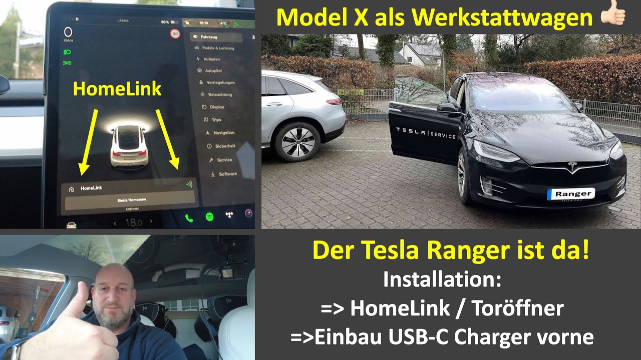 Tesla Ranger installiert HomeLink und die USB-C Charger im Tesla Model Y -  Interessante Infos! 