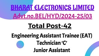 Bel Advt.no.belhyd2024-2503, Full Information