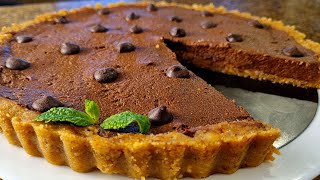 TARTA Sin Gluten y Sin horno!!, Sabor Crema De Chocolate 👉 Dulce y SIN AZUCAR 👉 Vegana y Deliciosa😋