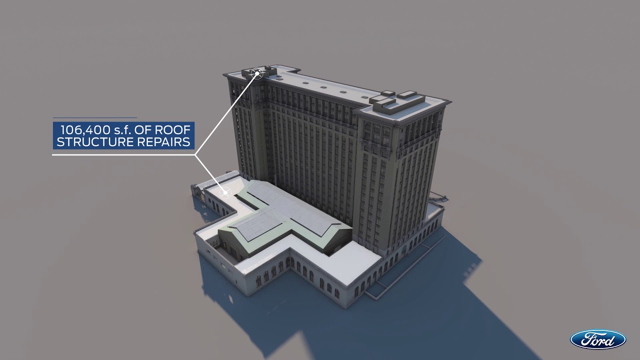 Ford Animation Runs Through Second Phase Of Work On Michigan Central Station Youtube