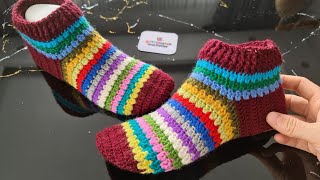 Ich möchte, dass Sie alle ein Paar Socken Hausschuhe dieses Muster stricken (Häkeln Hausschuhe)