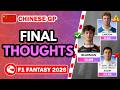 USE THIS CHIP FINAL THOUGHTS CHINESE GP F1 Fantasy 2026 Tips And Advice