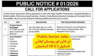 Public Sector Organization Jobs 2026 Islamabad | Computer Operator & Technical Jobs