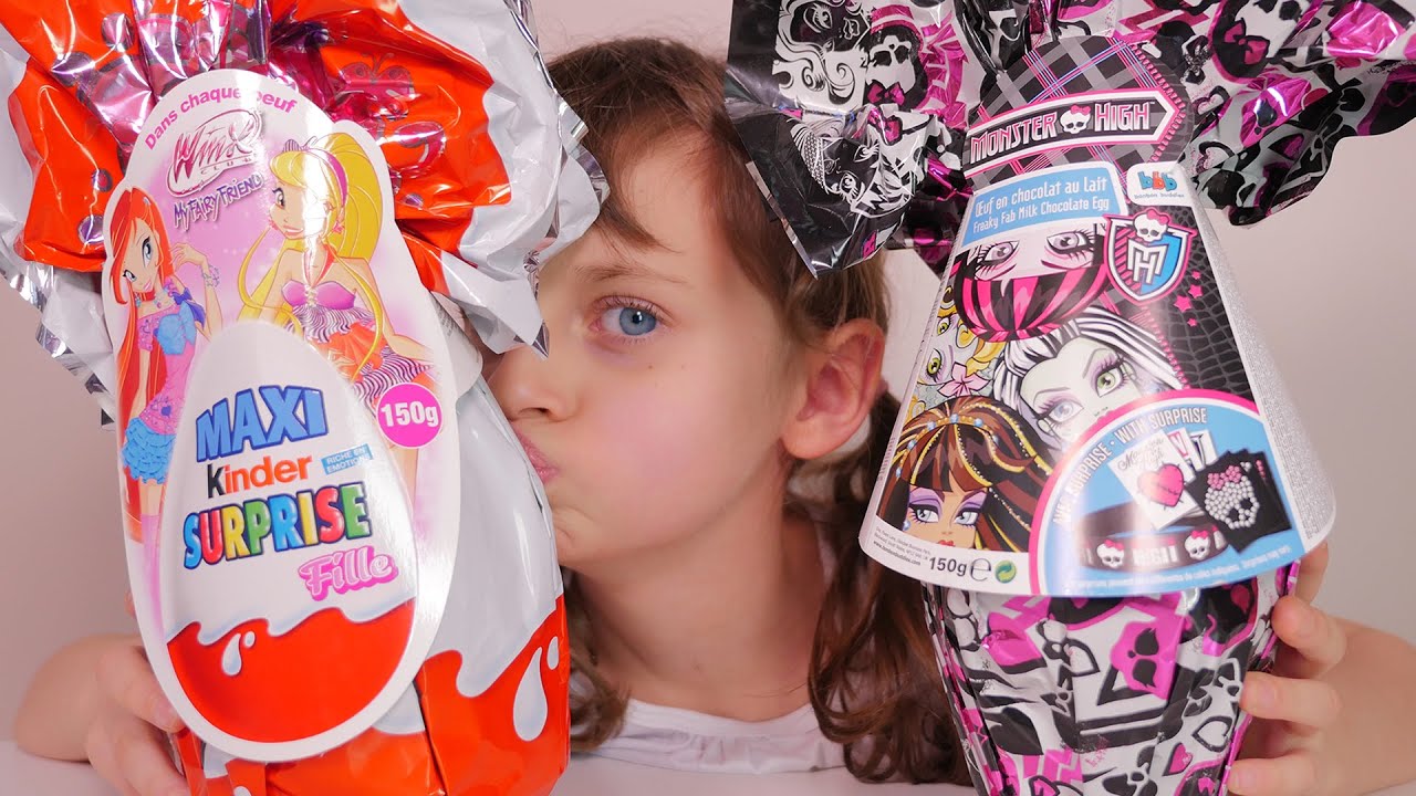 OEUF] Maxi Kinder Surprise Winx et Maxi Oeuf Monster High - Unboxing Eggs 