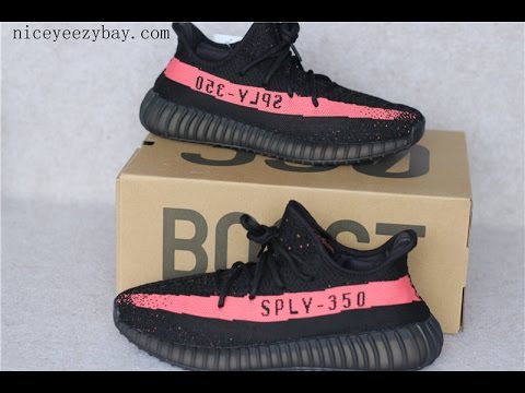 Adidas Mens Yeezy Boost 350 v2 Black / Red BY 9612