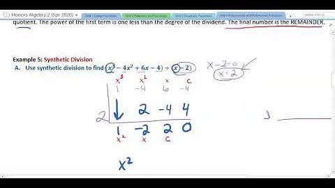 Algebra 2: 4.3: Dividing Polynomials
