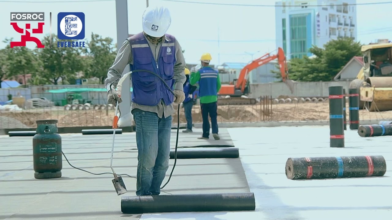 Fosroc Torch applied waterproofing sheet membrane on ground floor