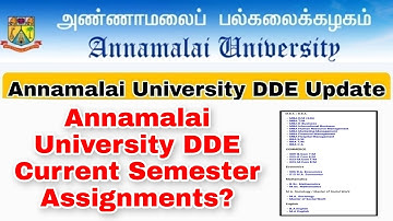 Annamalai University DDE Assignments Today Updates 👍