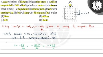 A square wire loop of \( 10.0 \mathrm{~cm} \) side lies at right an...