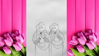 Bff  scenery drawing for beginner step by step// easy way to draw best friend