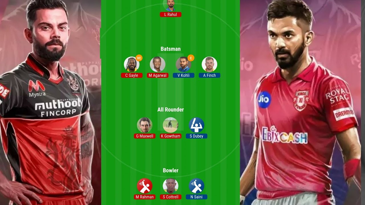 KXIP vs RCB | RCB vs KXIP | MPL Fantasy Team Prediction | Dream11 IPL ...