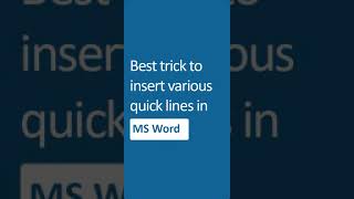Easy way to Insert Various Lines in MS Word #Shorts screenshot 4