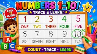 Numbers 1 to 10 Tracing for Kids | Learn Number Words & Counting | Preschool Math