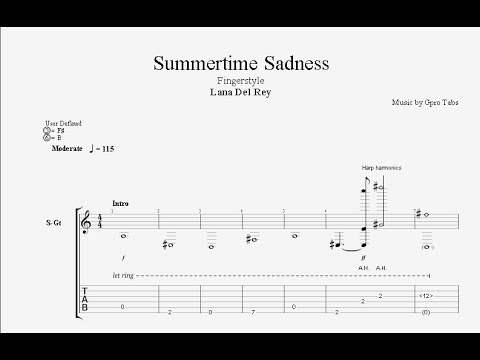 Sad tabs. Summertime аккорды. Summertime Sadness табы. Саммертайм сэднесс аккорды.