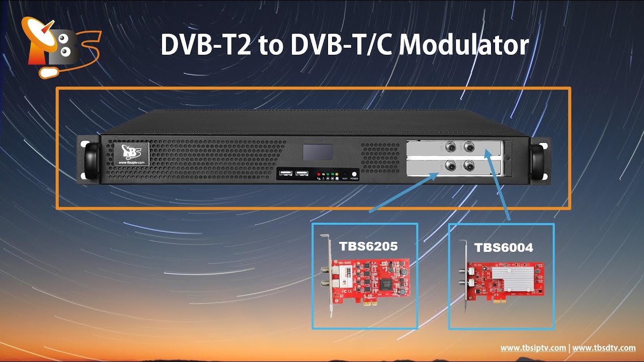 DVB-T2 to DVB-T/C modulator, change H.265 to H.264 and AC3 to AAC 