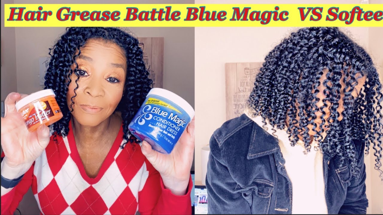HAIR GREASE BATTLE BLUE MAGIC VS SOFTEE THREE STRANDS TWIST OUT SHIRLEY ANN DID SHE TEST