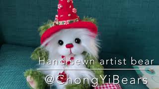 ChongYi Bears Xmas bear Sweetbites light up hat handmade artist teddy bear