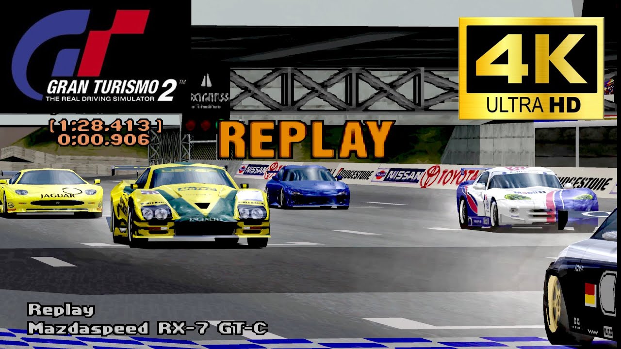 PS1を「4k画質」で蘇らせてみた!【グランツーリスモ2】RX-7 GT-C vs レーシングカー どっちが勝つ！？　Granturismo2 4K 60FPS #12