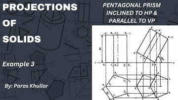 Projections of solids in engineering drawing | Pentagonal Prism Inclined to HP & Parallel to VP