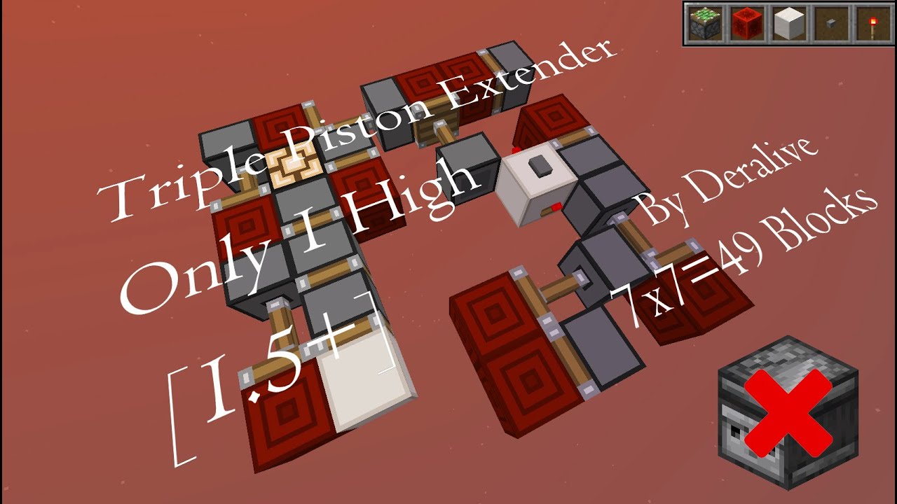 [Minecraft 1.5+] Smallest 1-High Triple Piston Extender [49 Blocks ...