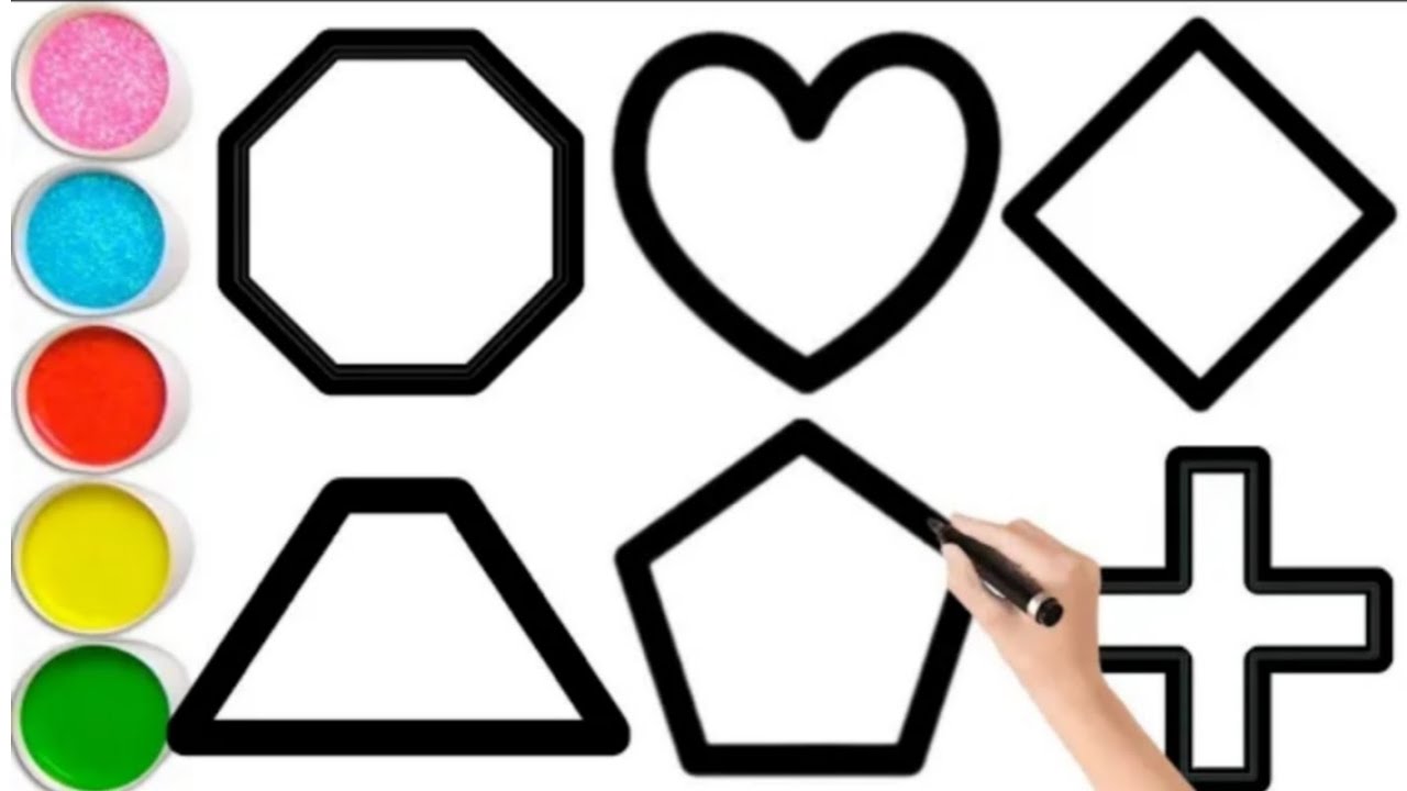 Learn New 2d shapes and colours. 2d shapes drawing, colouring and ...
