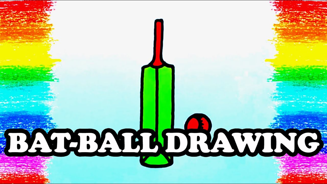How to draw a Cricket Bat and Ball | Bat ball drawing step ...