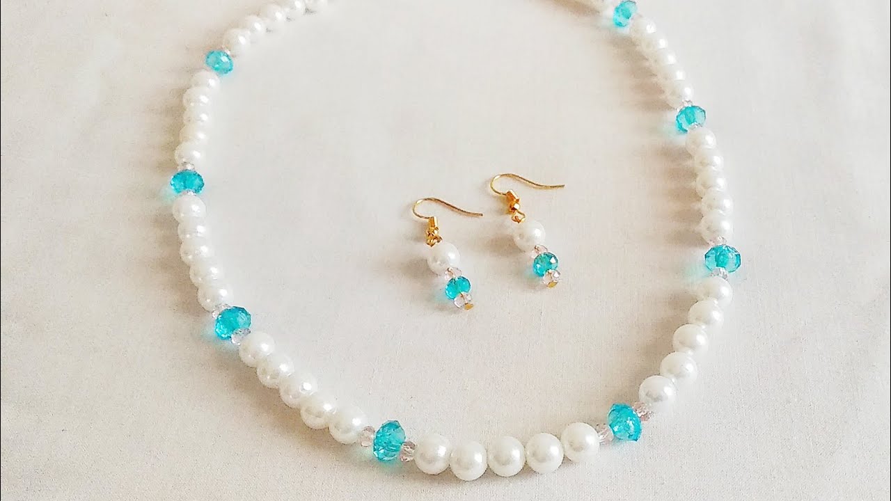 Simple Pearl Chain | മുത്തുമാല | Pearl Necklace Set | How To Make Jewellery | DIY | Shabna's Designs