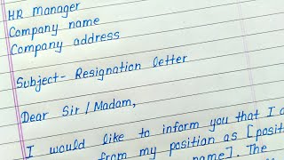 Resignation letter in english