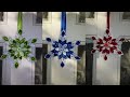 Satin ribbon snowflake  / Christmas tree ornaments / Kanzashi christmas snowflake /