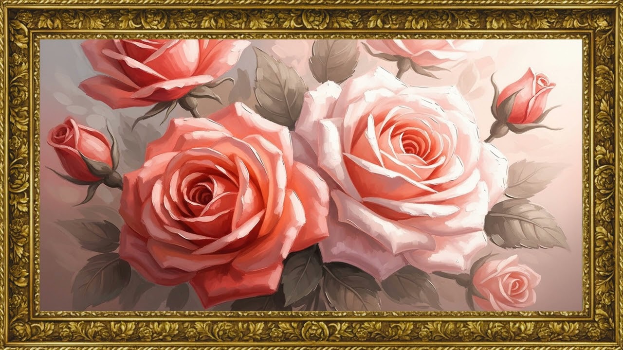 Blush & Coral Rose Painting | Sophisticated Wall Accent