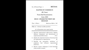 MCO-01 Question Paper june-2023 #mcom #english #ignou