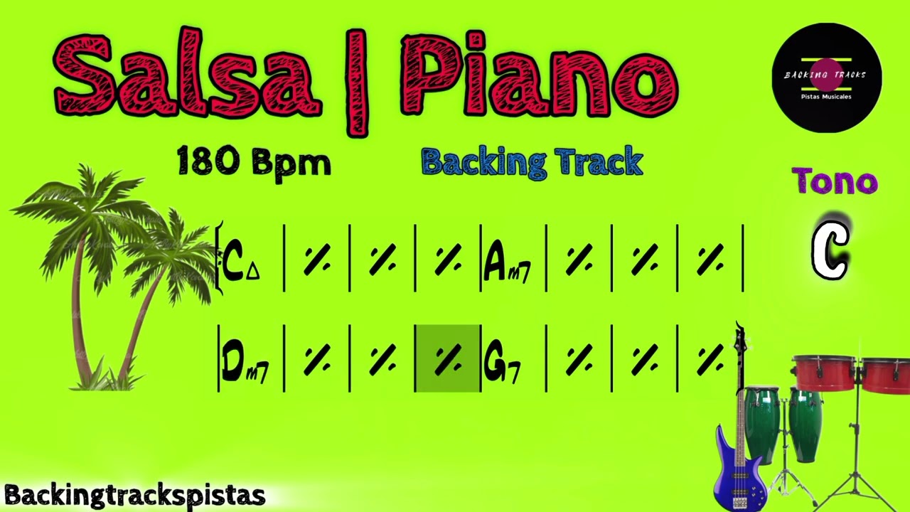 Backing Track De Bajo Y Percusión Para Aprender A TOCAR  SALSA EN EL PIANO.