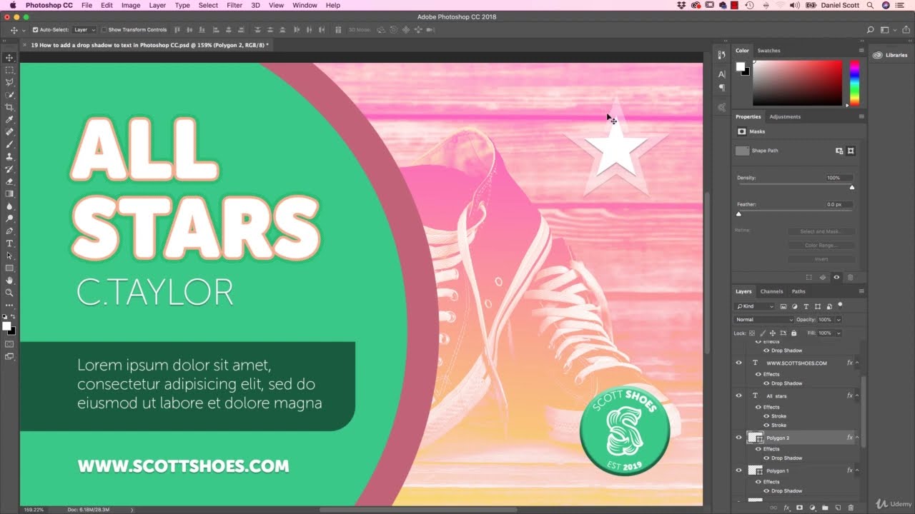 How to add a drop shadow to text in Photoshop CC || How to add a drop shadow to text in Photoshop CC