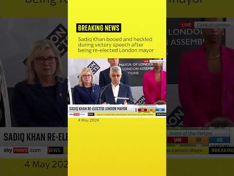 Sadiq Khan heckled by losing candidate as he's officially declared winner of London mayoral election.