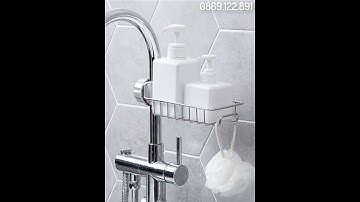 Kệ inox đựng miếng rửa bát gắn vòi